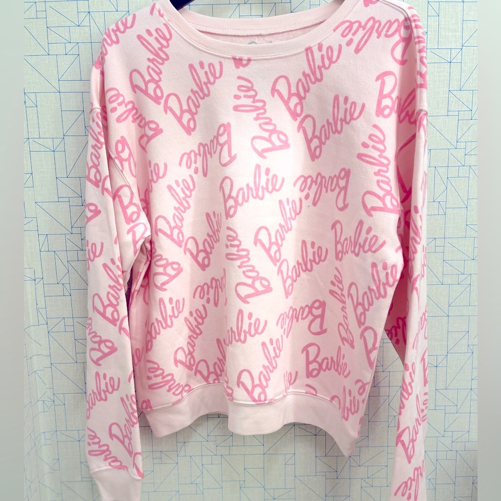 Authentic Barbie Y2K 90’s Pink Spell Out Crewneck Sweatshirt Pullover Trendy XS